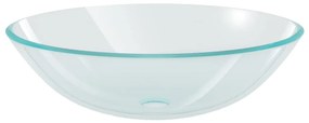 Chiuveta baie robinet si scurgere tip push, transparent sticla Transparent, Robinet auriu