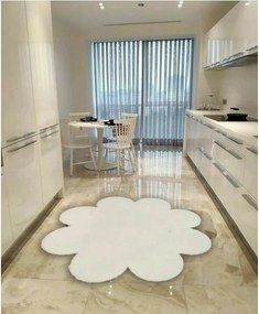 Covor DAISY PLUSH, 80x80 cm, forma atipica, poliester, alb