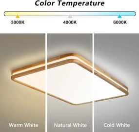 Brilagi - Corp de iluminat LED reglabil MOLINA SQUARE LED/128W/230V, stejar, 90x60 cm + telecomandă
