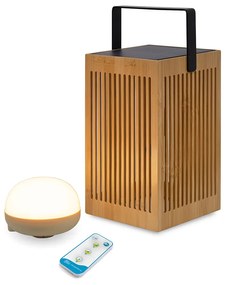 Lampă de masă din bambus cu LED-uri reglabile, IP54, reîncărcabilă solar cu telecomandă - Okinawa