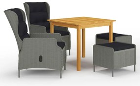 vidaXL Set mobilier de grădină, 5 piese, gri deschis