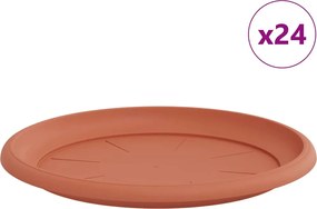 vidaXL Tavă rotundă pentru flori 24 pcs Roșu cărămidă Ø 27 x 2,5 cm