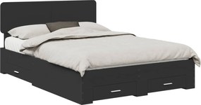 vidaXL Cadru de pat cu headboard Negru 140 x 190 cm Lemn compozit