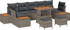 vidaXL Set de canapele pentru grădină 10 pcs Gri poliratan