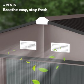 Outsunny Magazie de Grădină 8.3m² din Oțel Zincat, Uși Duble Glisante, 277x322x192 cm, Maro | Aosom Romania