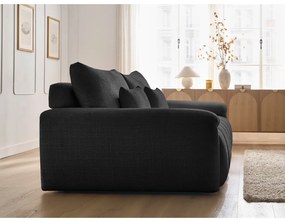 Canapea neagră cu tapițerie din chenille 264 cm Ivane – Bobochic Paris