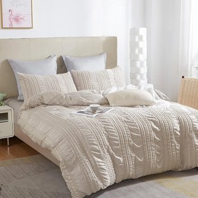 Lenjerie de pat din microfibră creponată NELLA smântână