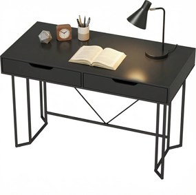 HOMCOM Birou mic pentru calculator cu 2 sertare, birou cu suprafață mare de lucru 120 x 60 x 77 cm Negru | Aosom Romania