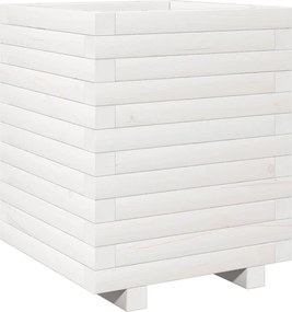 vidaXL Jardinieră de grădină, alb, 40x40x49,5 cm, lemn masiv de pin