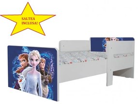 Pat Star imprimat cu Elsa, cu protectie si saltea, 180x80 cm