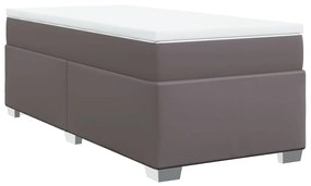 3285199 vidaXL Pat box spring cu saltea, gri, 100x200 cm, piele ecologică