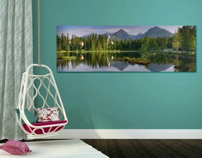 Tablou panoramă inedită a munților lângă lac