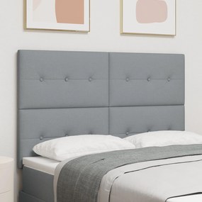 vidaXL Tăblie pat capitonată cu nasturi, gri deschis, 140 cm, textil