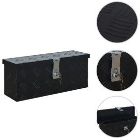 vidaXL Ladă din aluminiu, negru, 485 x 140 x 200 mm
