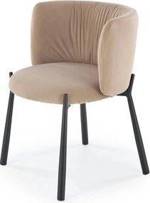 Scaun K531, bej/negru, stofa catifelata/metal, 60x58x76 cm