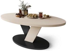Mazzoni LOVA Bej/Negru - MĂSUȚĂ OVALĂ 110x60 cm MĂSUȚĂ DE CAFEA MODERNĂ