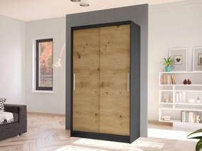 Dulap de haine Keira I (Negru + stejar artisan). 1060171