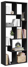 858076 vidaXL Bibliotecă/separator cameră negru 67x25x161,5 cm lemn prelucrat