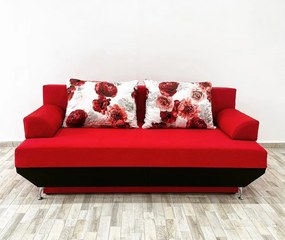 Canapea Andreea FB, culoare rosu / negru, 190 x 90 cm
