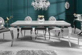 Masa dining eleganta Modern Barock 180cm, argintiu/ aspect de marmura