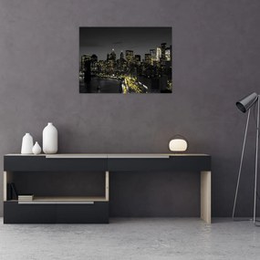 Tablou pe sticlă cu metropolă nocturnă (70x50 cm)