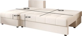Coltar extensibil de colt VENORIA SLIM, bej, reversibil, 200x143 cm + 2 perne GRATUIT