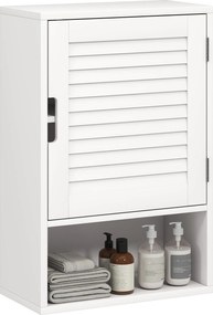 HOMCOM Dulap de baie suspendat pe perete cu ușă cu închidere silențioasă, rafturi reglabile 40 x 20 x 60 cm Alb | Aosom Romania