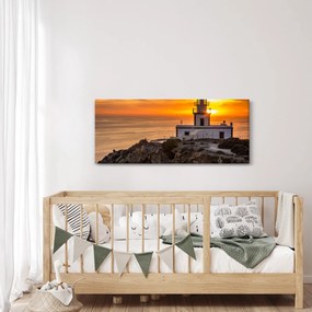 Tablou cu far în apus de soare (120x50 cm)