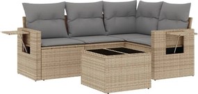 vidaXL Set canapele de grădină cu perne, 5 piese, bej, poliratan