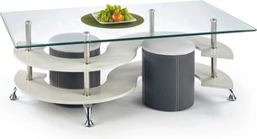 Set masa cafea cu tabureti NINA 5, transparent/crom, 130x70x42 cm
