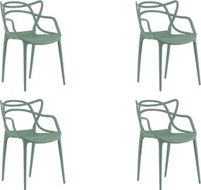 Set 4 bucati scaune din plastic KATO, verde salvie