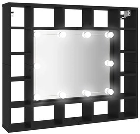 833496 vidaXL Dulap cu oglindă cu LED, negru, 91x15x76,5 cm