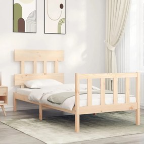 3193296 vidaXL Cadru de pat cu tăblie single mic, lemn masiv
