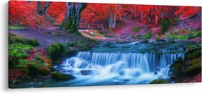 Tablou - Cascada în pădurea roșie (120x50 cm)
