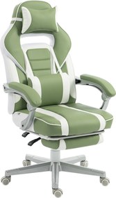 HOMCOM Scaun Gamer Reclinabil cu Înălțime Reglabilă Suport pentru Picioare Retractabil Suport Lombar și Tetieră Detașabilă Verde | Aosom Romania