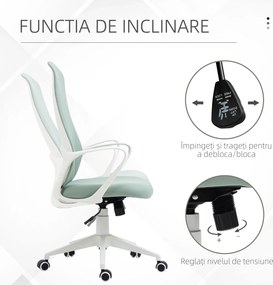 Vinsetto Scaun de birou ergonomic, cu înălțime ajustabilă și balans, 62x56x110-119,5 cm, verde | Aosom Romania