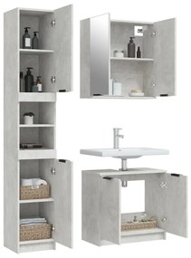 Set dulapuri de baie, 3 piese, gri beton, lemn prelucrat Gri beton, 3