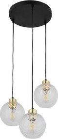 Lustră LED suspendată pe cablu DEVON 3xE27/15W/230V negru/transparent