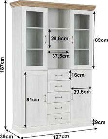 Vitrină, pin nordic/stejar sălbatic, ROYAL W2D