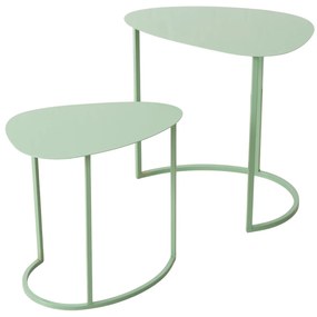 Set de două măsuțe de cafea JERRY, în formă de lacrimă, din metal.