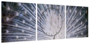 Tablou - Păun alb (cu ceas) (90x30 cm)