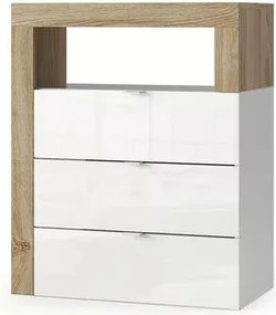 Dulap coloana mediu LC Mobili Italia Hamburg finisaj alb lucios/maro lemn 64x78 cm