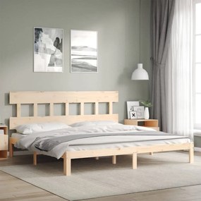 3193611 vidaXL Cadru de pat cu tăblie Super King Size, lemn masiv