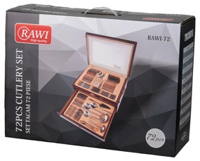 Set tacamuri din inox, cu model,72 piese cu diplomat, RAWI-72C