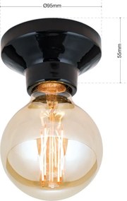 Mini Plafoniera din ceramica neagra FROST