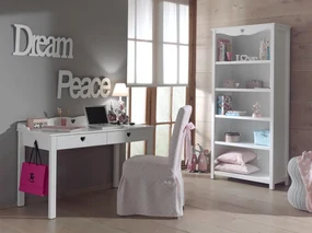 Set Birou și Bibliotecă AMORI, Alb, Stil Romantic – Vipack