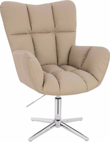 HR650CROSS Scaun Crem Piele Ecologica Premium Soft cu Bază Cromata