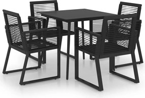 vidaXL Set mobilier de exterior, 5 piese, negru, ratan PVC