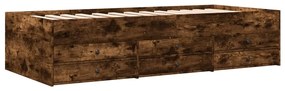 3280878 vidaXL Cadru pat cu sertare stejar fumuriu 90x200 cm lemn prelucrat