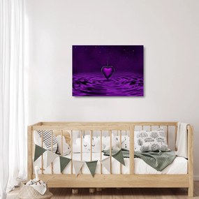 Tablou pe sticlă ci inima violetă (70x50 cm)